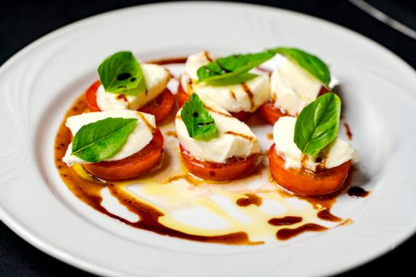 Caprese with basil and balsamic